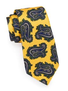 Шелковый галстук с узором пейсли Kiton, желтый