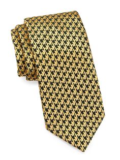 Шелковый жаккардовый галстук в ломаную клетку Charvet, желтый
