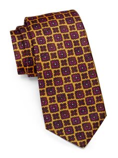 Абстрактный шелковый галстук Kiton, желтый