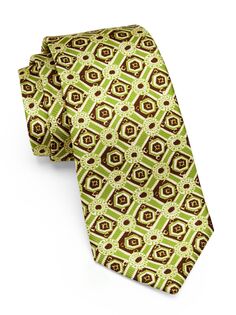 Шелковый галстук с геометрическим рисунком Kiton, зеленый