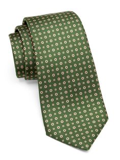 Шелковый галстук с принтом Kiton, зеленый