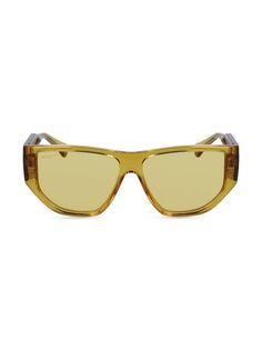 Модифицированные прямоугольные пластиковые солнцезащитные очки Rainbow 56 мм FERRAGAMO, желтый
