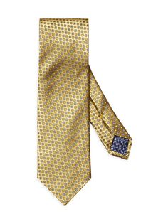 Жаккардовый шелковый галстук с геометрическим рисунком Eton, желтый