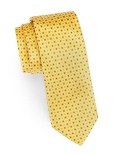 Шелковый галстук с цветочным принтом Canali, желтый
