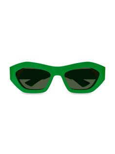 Новые треугольные солнцезащитные очки из ацетата 54 мм с геометрическим рисунком Bottega Veneta, зеленый