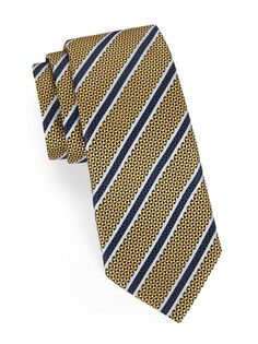 Полосатый шелковый галстук ZEGNA, желтый