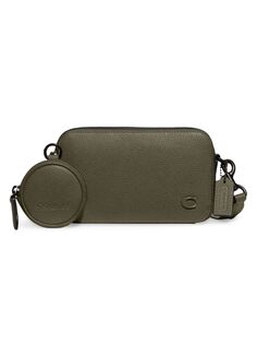 Набор из двух предметов: кошелек и сумка из шагреневой кожи COACH, зеленый