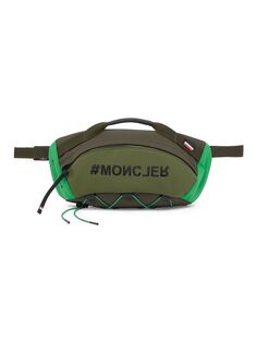 Поясная сумка с кожаной отделкой и логотипом Moncler Grenoble, зеленый