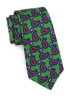 галстук с принтом пейсли Kiton, зеленый