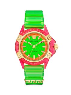 Icon Active Прозрачные силиконовые часы Versace, зеленый