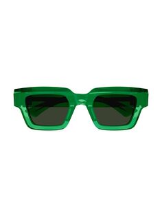 Прямоугольные солнцезащитные очки из ацетата New Hinge 49 мм Bottega Veneta, зеленый