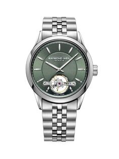 Freelancer Зеленые часы с автоматическим браслетом из нержавеющей стали Raymond Weil, зеленый