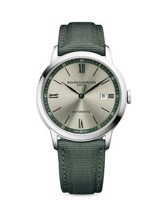 Часы Classima из нержавеющей стали и парусины Baume &amp; Mercier, зеленый