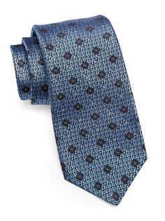 Шелковый галстук с цветочной вышивкой Kiton, синий