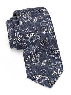 Шелковый галстук с узором пейсли Kiton, синий