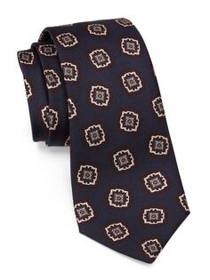Шелковый галстук с геометрическим рисунком Kiton, нави