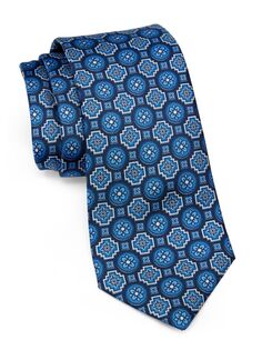 Шелковый галстук с геометрическим рисунком Kiton, коричневый