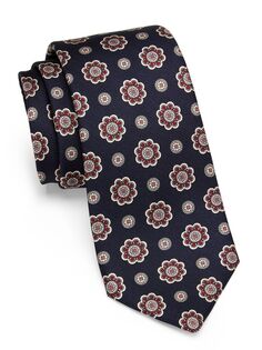 Шелковый галстук с цветочным принтом Kiton, нави