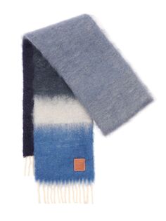 Полосатый шарф из мохера и шерсти Loewe, синий