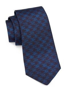 Шелковый галстук с узором «елочка» Kiton, синий
