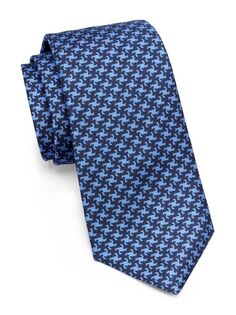 Шелковый галстук с вихревым узором Kiton, синий