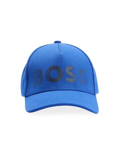 Хлопковая кепка с пятью панелями и контрастным логотипом BOSS, синий