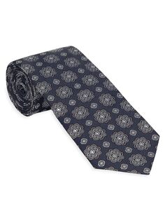 Шелковый галстук с цветочным орнаментом Brunello Cucinelli, синий