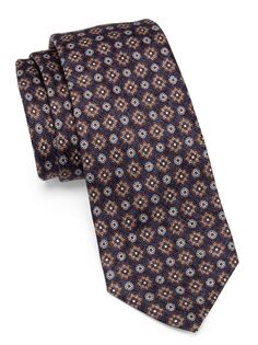 Шелковый галстук с цветочным принтом Kiton, синий