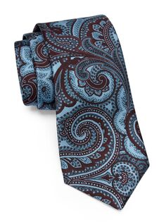 Шелковый галстук с узором пейсли Kiton, коричневый