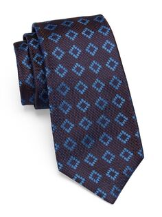 Квадратный жаккардовый шелковый галстук Kiton, нави