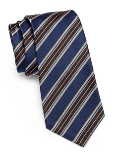 Полосатый шелковый галстук Kiton, нави