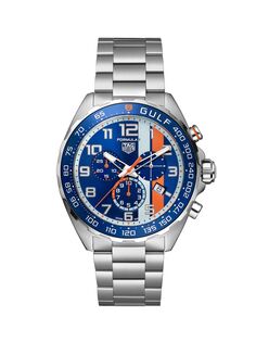 Часы Formula 1 X Gulf Chroxgulf с хронографом из нержавеющей стали TAG Heuer, синий