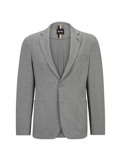 Узкая куртка из меланжевого трикотажа с интерлоком BOSS, серебряный