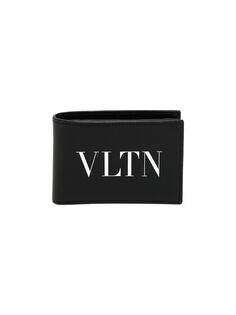 Кожаный бумажник в два сложения с логотипом Valentino Garavani, черный