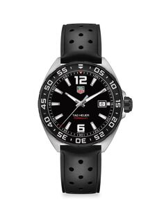 Кварцевые часы Formula 1 41 мм из нержавеющей стали с каучуковым ремешком TAG Heuer, черный