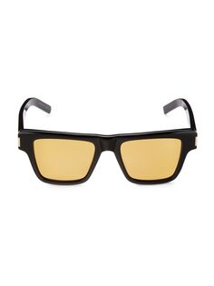 Солнцезащитные очки прямоугольной формы 51 мм Saint Laurent, черный