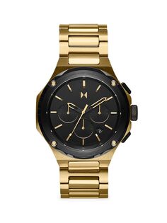 Часы с хронографом из нержавеющей стали Raptor Sunflare Goldtone Mvmt, черный