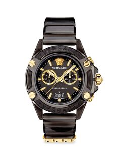 Icon Active Часы с хронографом на силиконовом ремешке Versace, черный