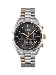 Часы Champion с двухцветным браслетом-хронографом из нержавеющей стали HUGO BOSS, черный