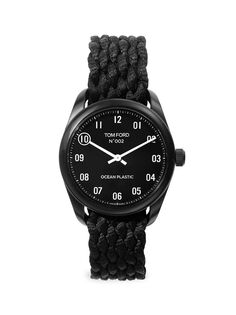 Черные часы из нержавеющей стали и океанского пластика Tom Ford, черный