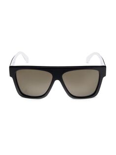 Солнцезащитные очки Romance прямоугольной формы 59 мм Alexander McQueen, черный