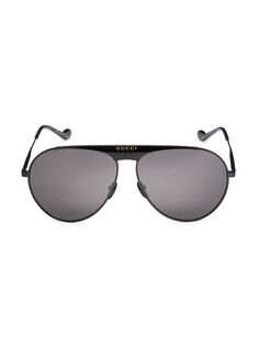 Солнцезащитные очки-авиаторы Seasonal Icon 65 MM Gucci, черный