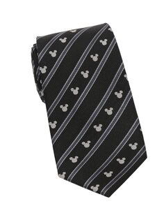 Шелковый галстук в полоску с Микки Маусом Disney Cufflinks, Inc., черный