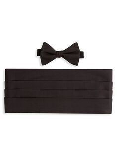 Шелковый комплект галстука-бабочки и камербанда с завязками David Donahue, черный