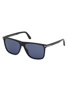 Пластиковые квадратные солнцезащитные очки Fletcher 54 мм Tom Ford, черный