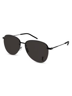 Металлические солнцезащитные очки Navigator 61MM Saint Laurent, черный