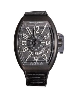 Часы Vanguard с матовым титановым, кожаным и каучуковым ремешком Franck Muller, черный