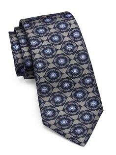 Шелковый галстук с цветочным принтом Kiton, белый