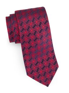 Шелковый галстук с цветочным медальоном Charvet, нави