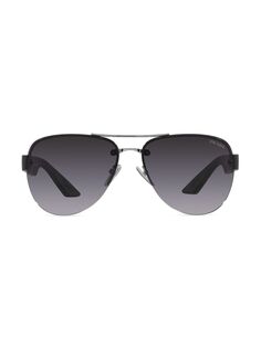 Поляризованные солнцезащитные очки-авиаторы 64MM Prada Sport, серебряный